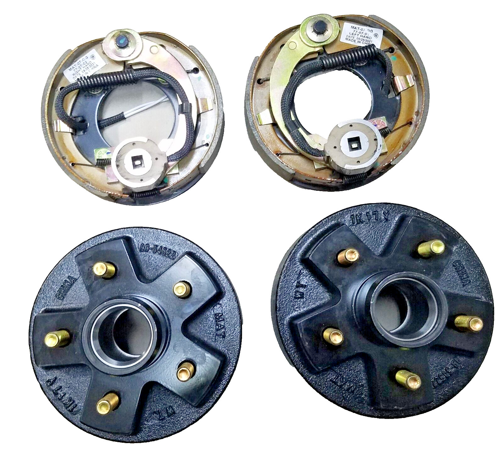 Full Electric Brake kit for 2000# Snowmobile Trailer Axle! 7″ drums 5 lug