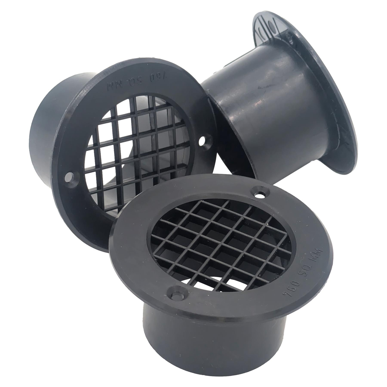 3x 75MM DROP OUT VENTS BLACK GAS/LPG FLOOR CAMPERVAN CARAVAN MOTORHOME VAN