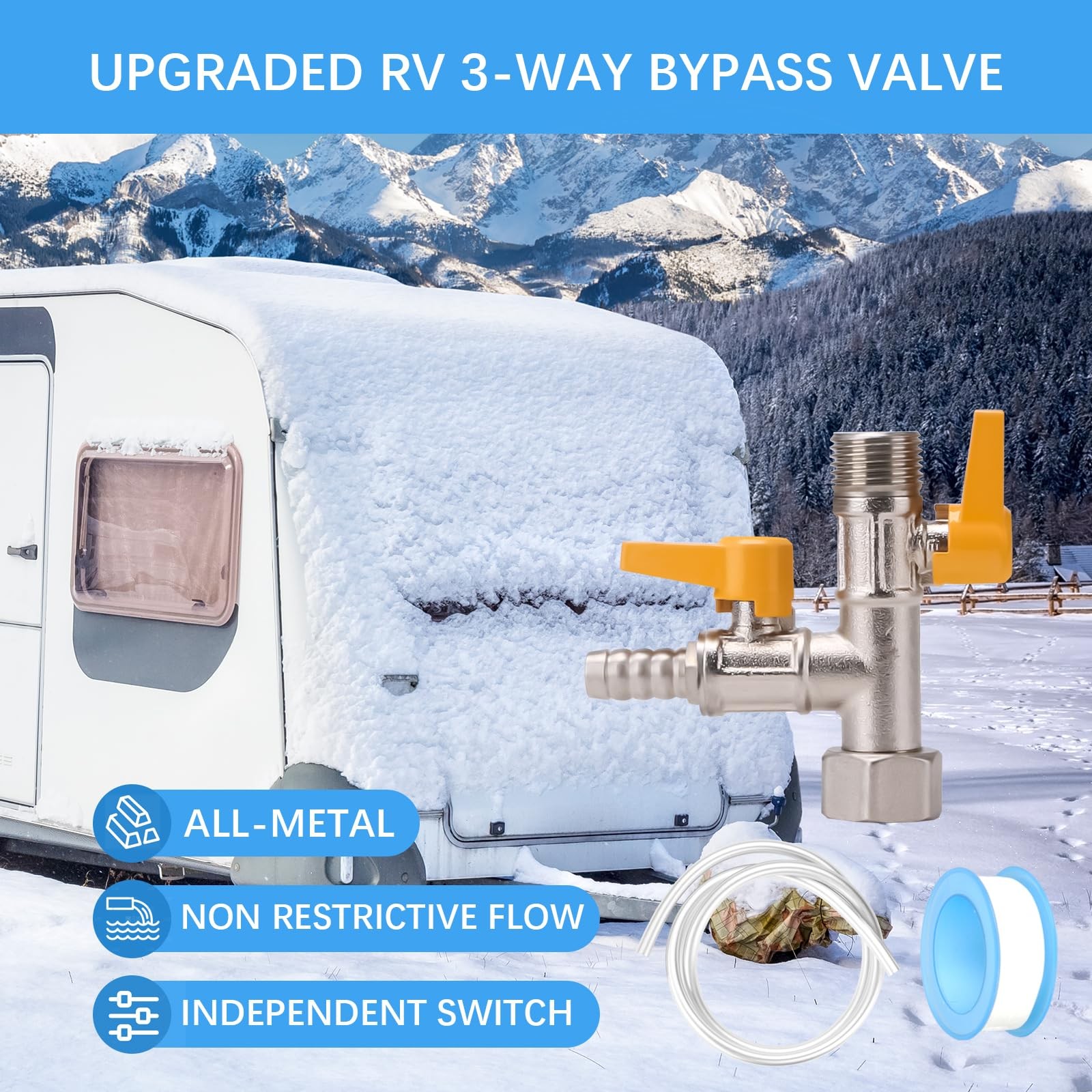 Full-Flow RV Winterizing Kit,RV 3-Way By-Pass Valve Kit