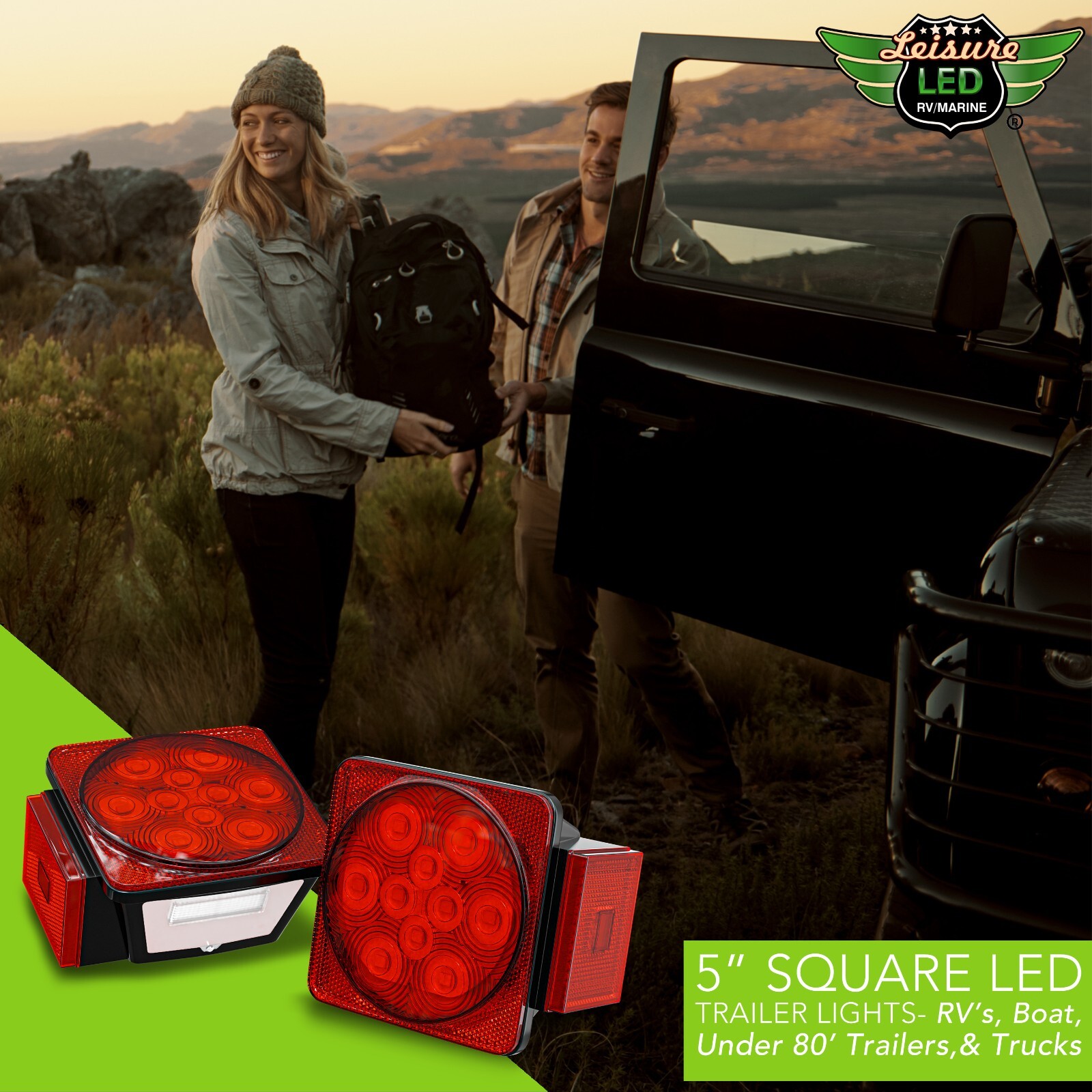 Universal LED Trailer Light Kit 12V Waterproof for Under 80 Inch Trailers