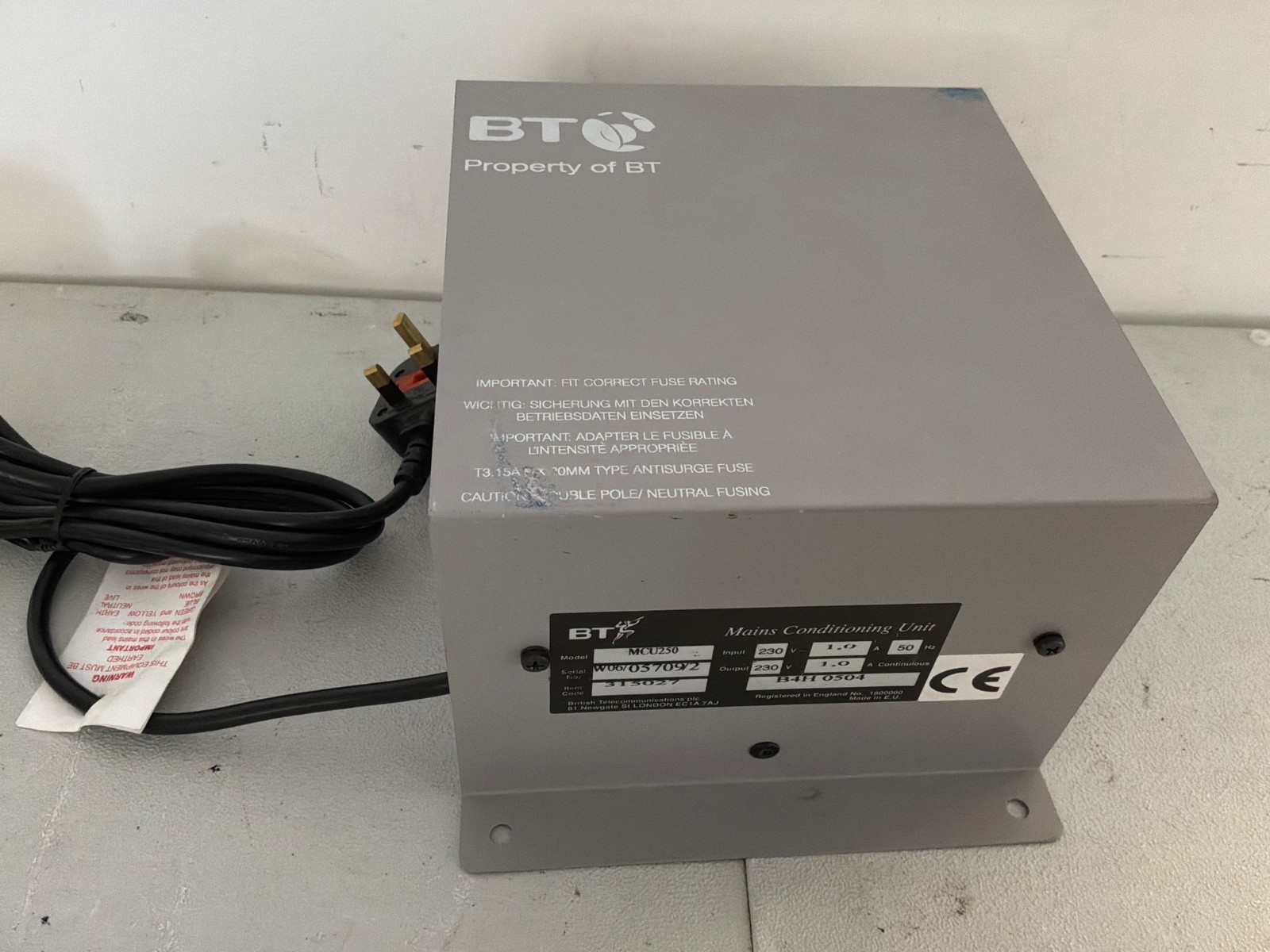 BT MCU250 Mains Conditioning Unit 230V 1A 50Hz Power Conditioner Serial