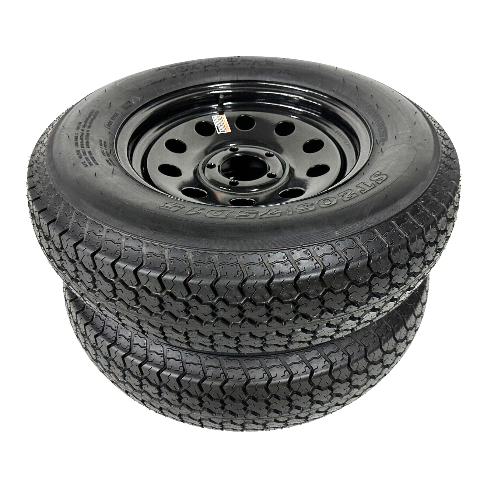 2-PK Trailer Tire On Black Wheel Modular Rim ST205/75D15 LRC 5 Lug 5×4.5
