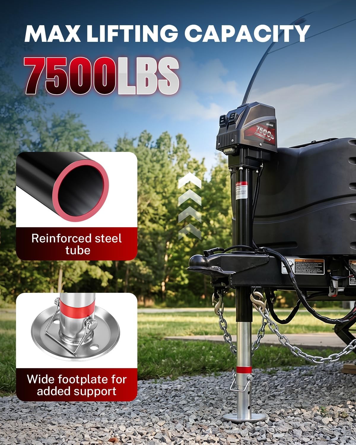 Kohree 7500 lbs Electric Trailer Jack with 7 7500lbs 7 Way Plug, Black