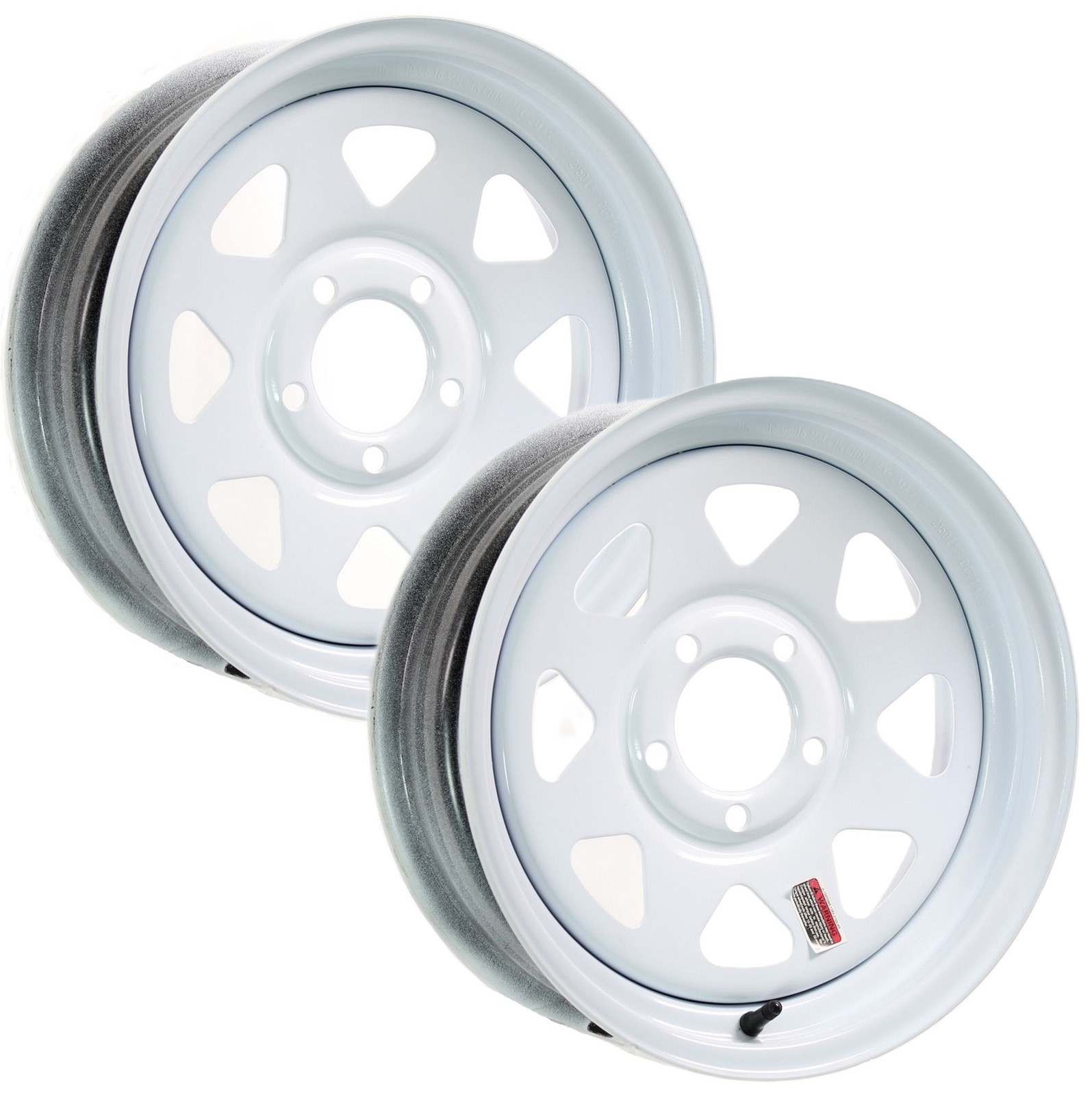 2-Pack Trailer Rim 13 Inch 13X4.5 5 Lug On 4.5 Center White Spoke Wheel