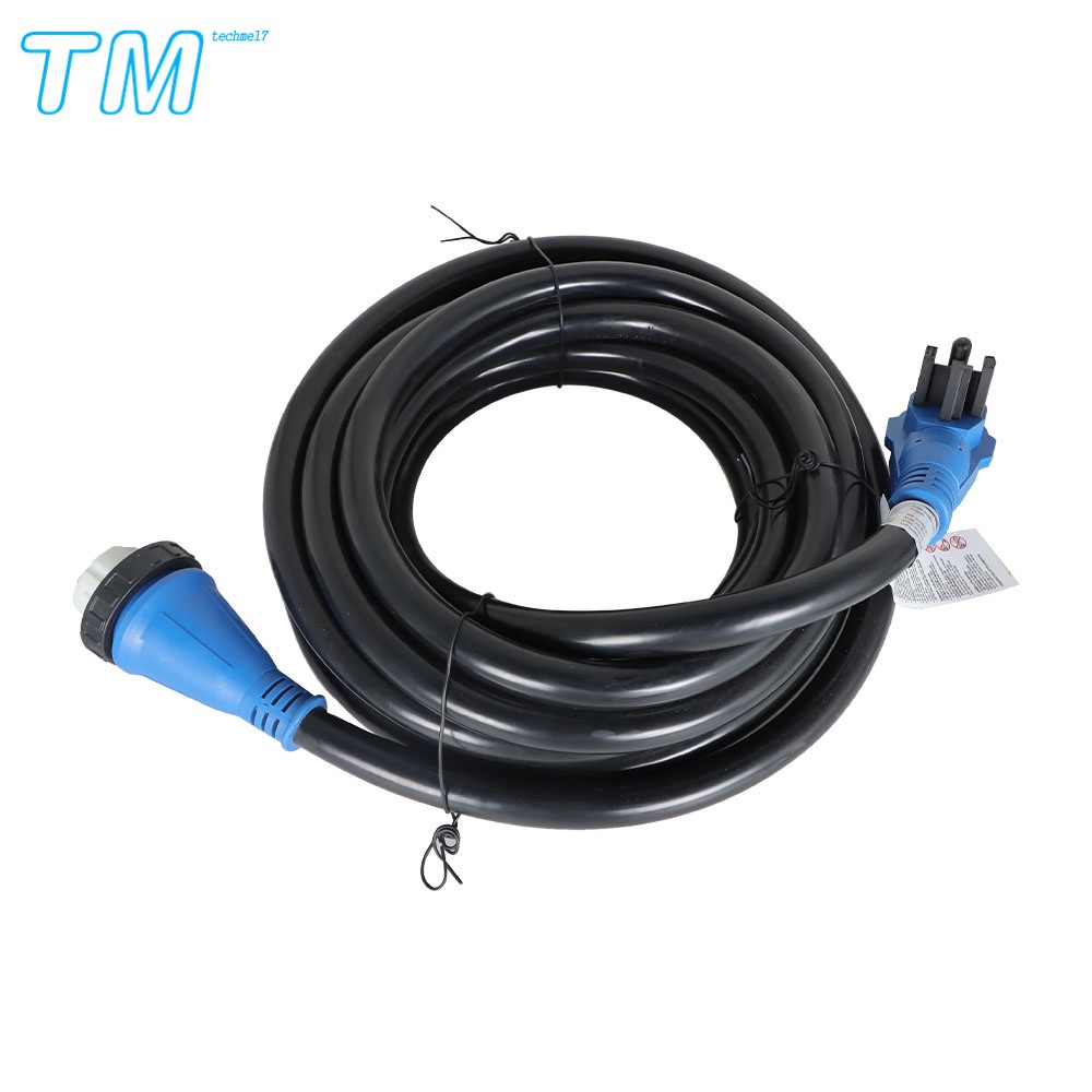 30FT 50Amp RV Extension Black Cord & Power Inlet Box Combo Kit Twist Lock + LED