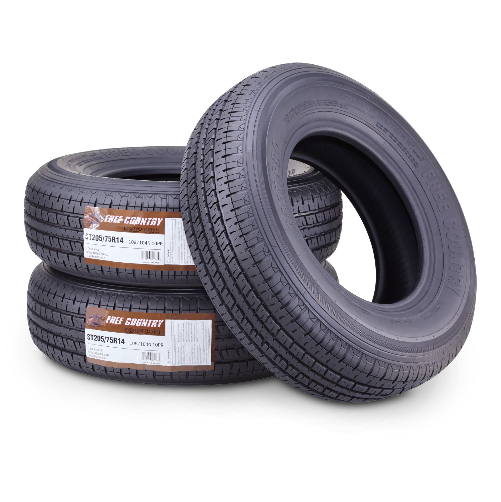 FREE COUNTRY HD Trailer Tire ST205/75R14 10-Ply E 109N Steel Belted Radial PK 3