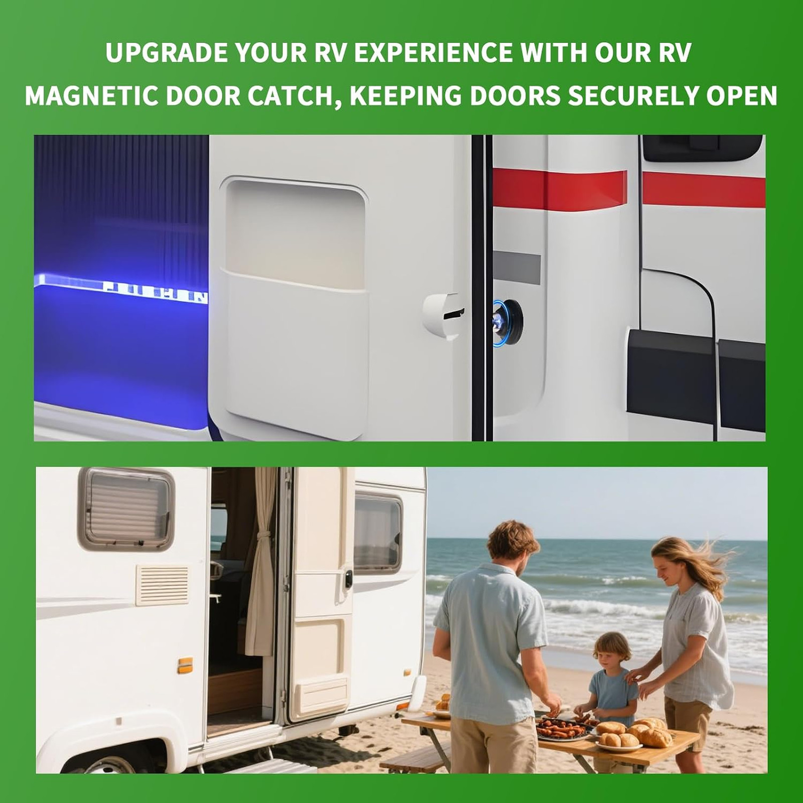 RV Magnetic Door Catch, Sturdy Magnetic Door Holder with Adhesive and Screws for