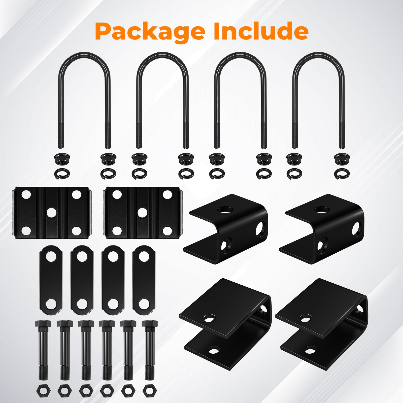 For 3500lb SingleTrailer Axle Suspension W/ 4 Leaf Springs U-bolt + Hanger Kit