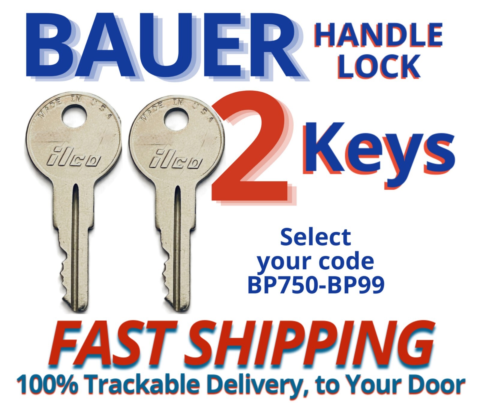 Bauer Keys L-Handle Camper Topper Cabinet Garage Door Gas Cap Key BP750-BP99