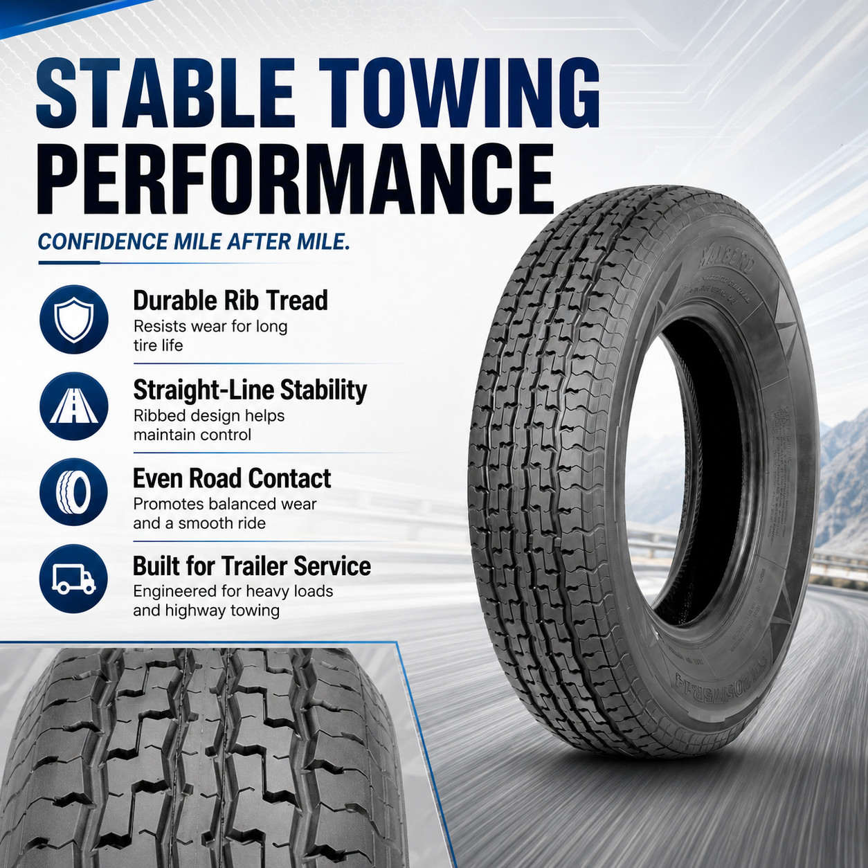 4-Pack ST205/75R14 Trailer Tires 8PR 205 75 14 Load Range D Radial All Season TL