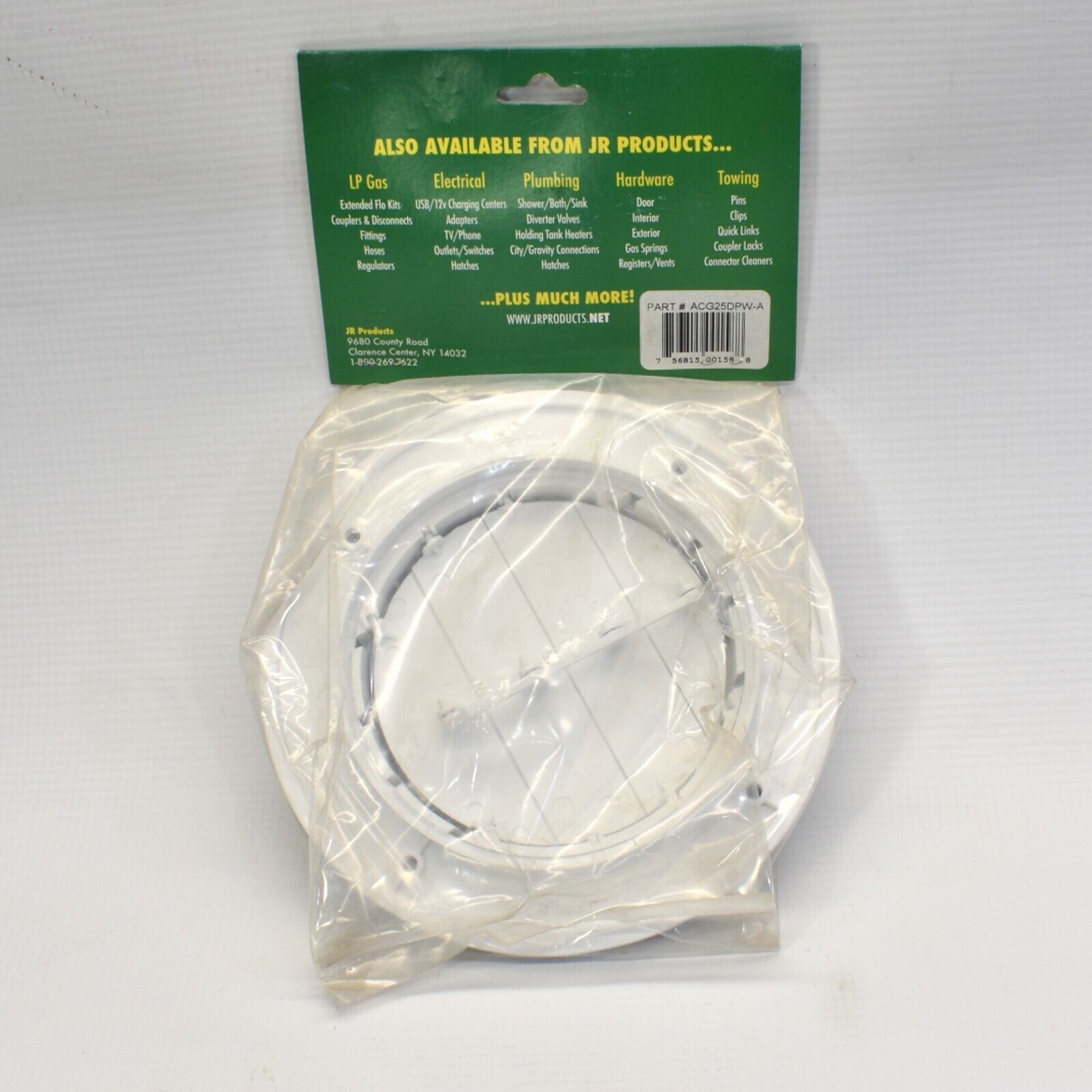RV Camper JR Products ACG25DPW-A Polar White Snap-On Ceiling Vent .25″ Collar