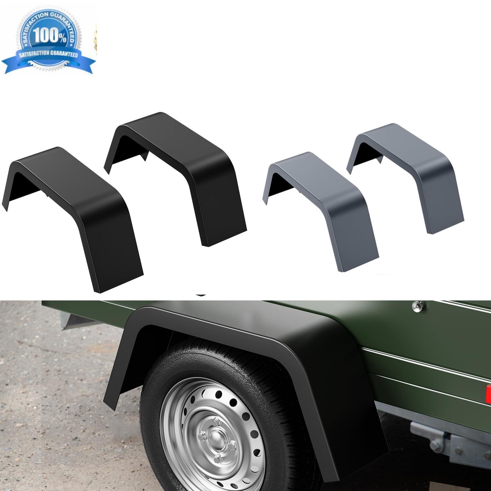 2 PACK Steel Cargo Trailer Fenders Single Axle for 14″-16″ Tires wheels Hauler