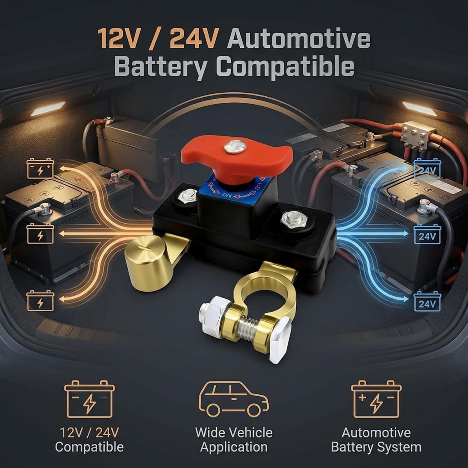 2× Universal Battery Disconnect Switch 12V / 24V Cut Off Isolator for Cars RV US