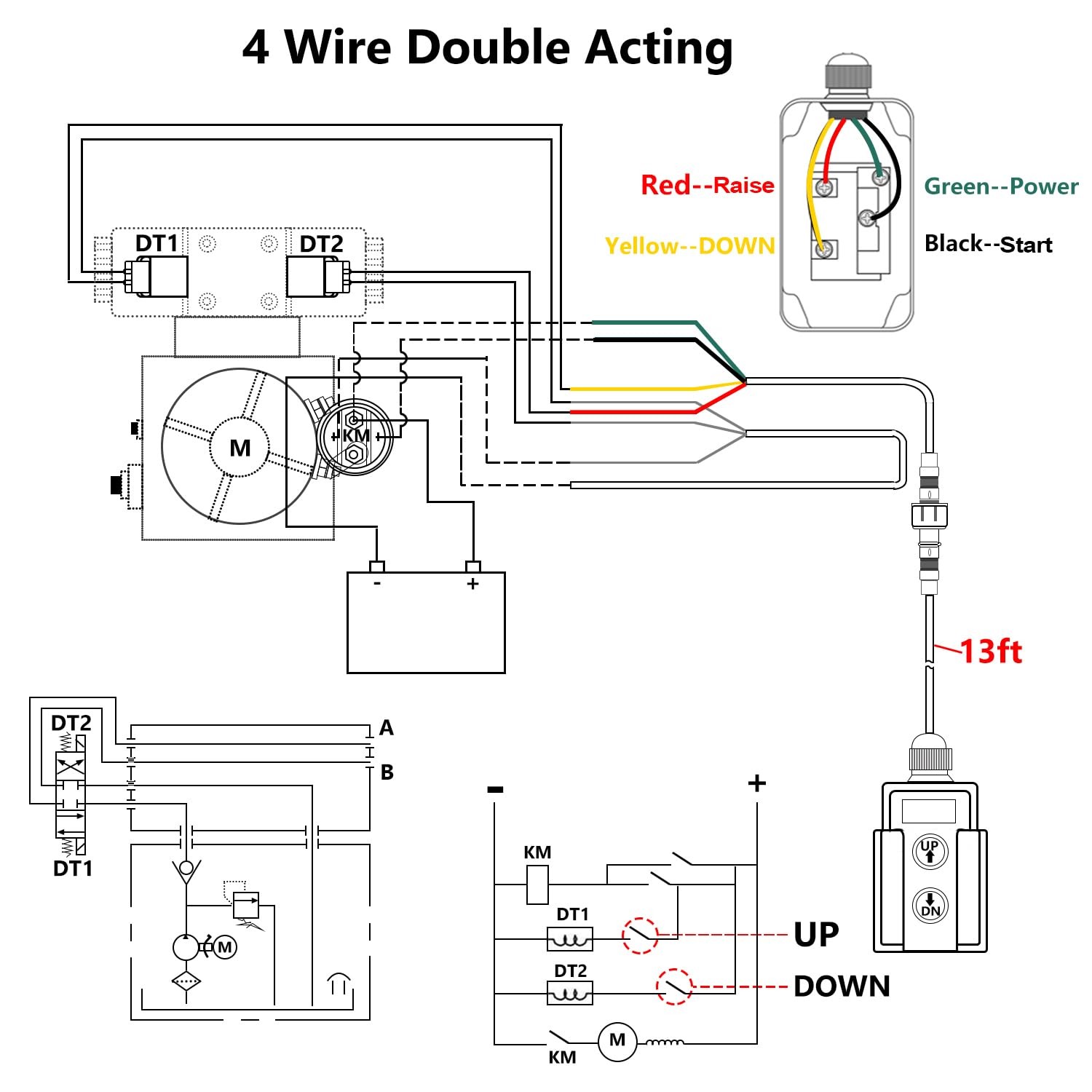 Dump Trailer Remote Control 4 Wire 12V Switch for Hydraulic Pump Power Unit