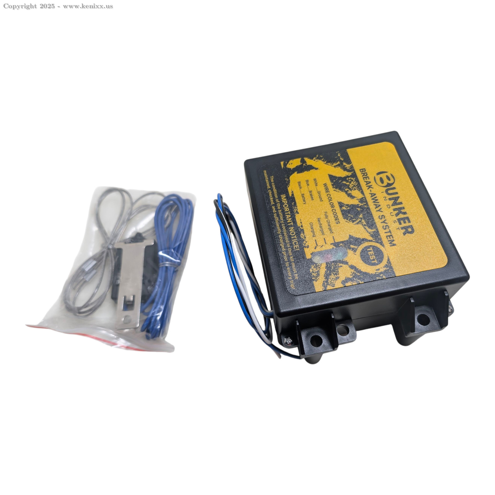 Trailer Brakes Breakaway Kit with Charger, LED Indicator, Switch