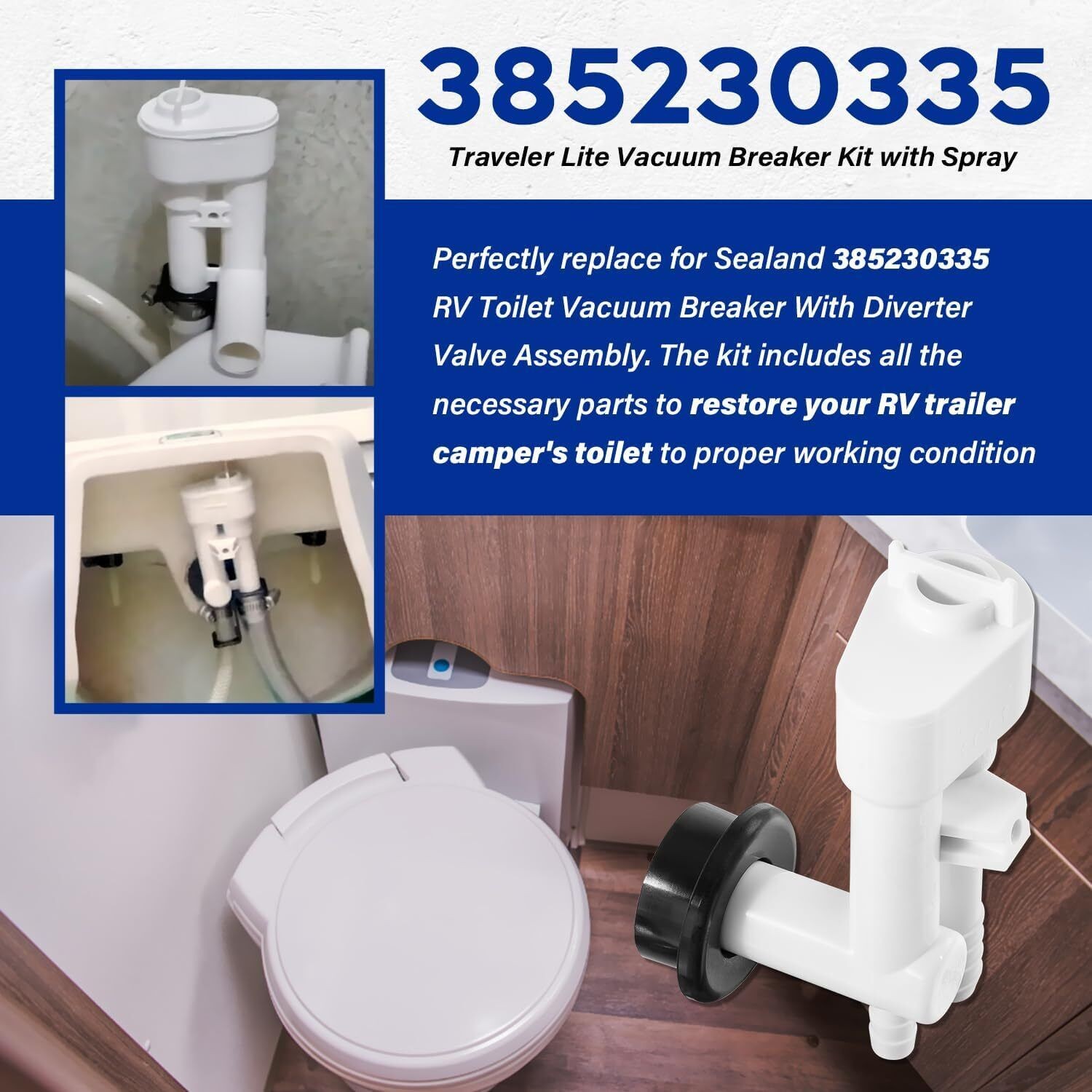 385230335 Vacuum Breaker Hand Spray Kit Fits Dometic RV Toilet 100 500H
