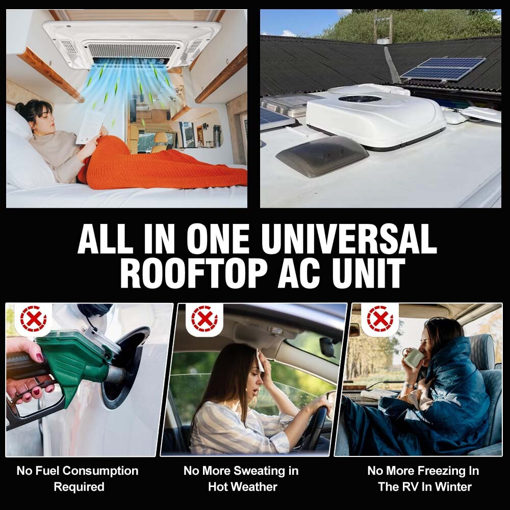 1.2W BTU 12V Rooftop RV AC Unit Universal Air Conditioner for Caravan、Truck、Boat