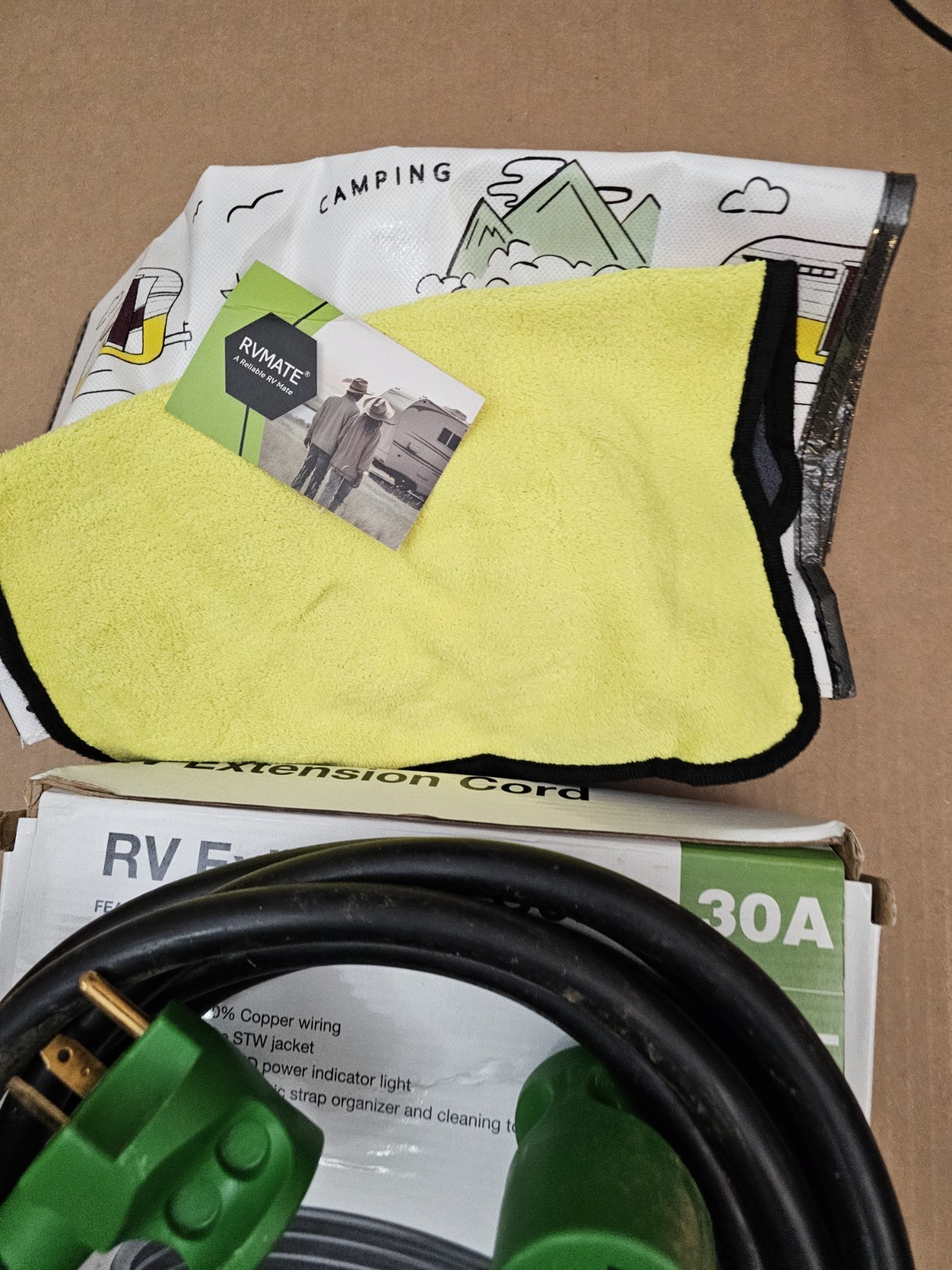 RV Power Extension Cord 15FT with LED Light Rvmate
