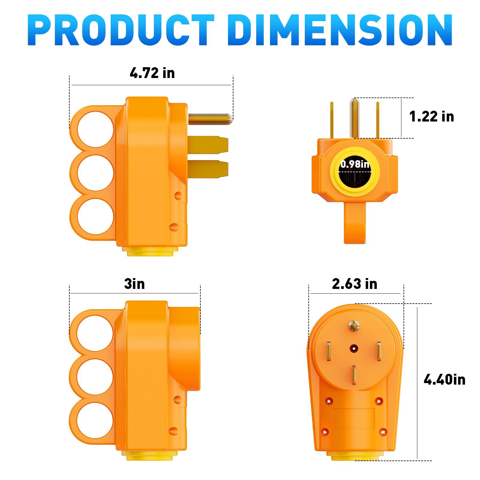 50 Amp RV Male and Female Plug Set 14-50P and 14-50R Receptable 125V/250V Volt