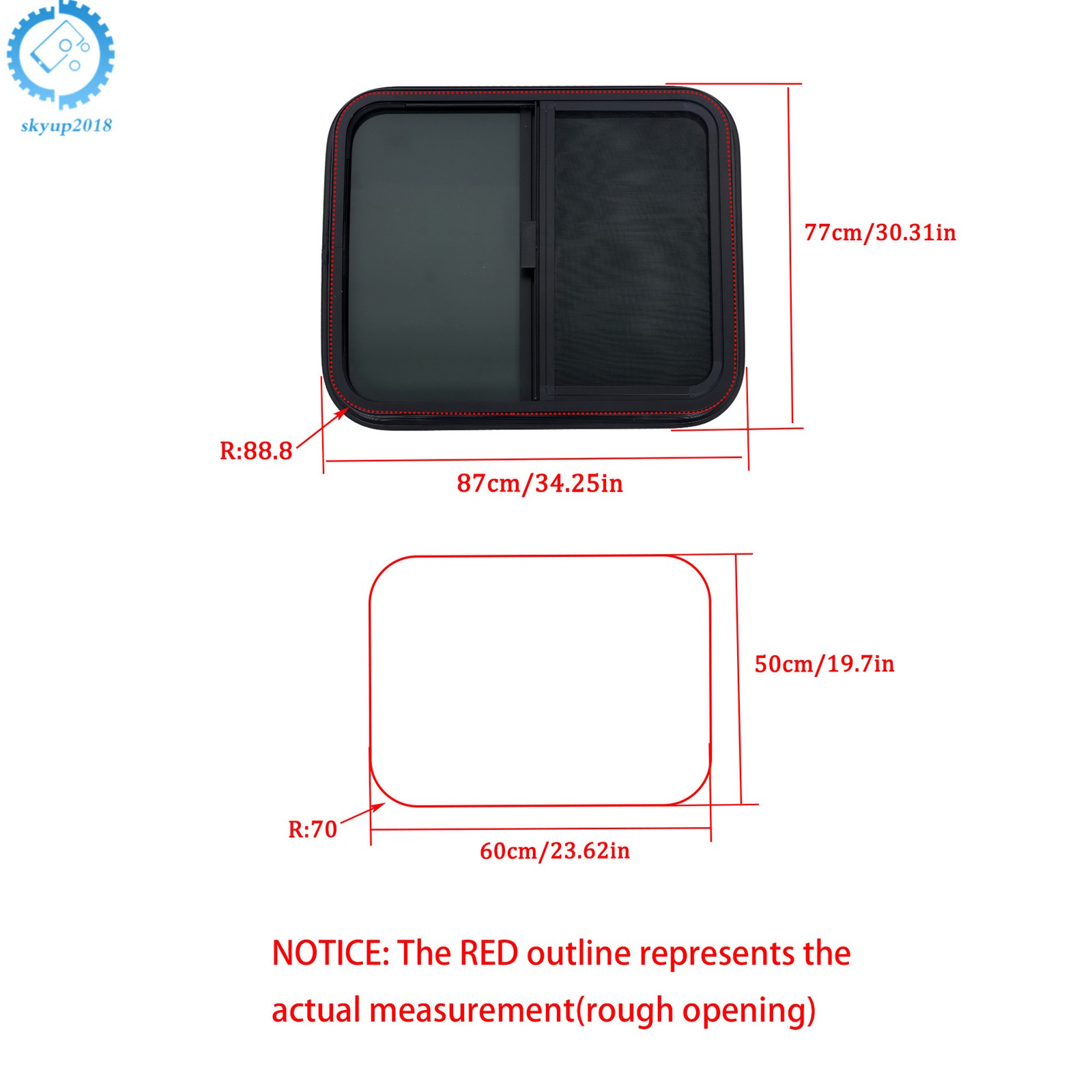 Horizontal Sliding Windows W/Mounting Trim Rings 24″W x 20″H RV Window Kit