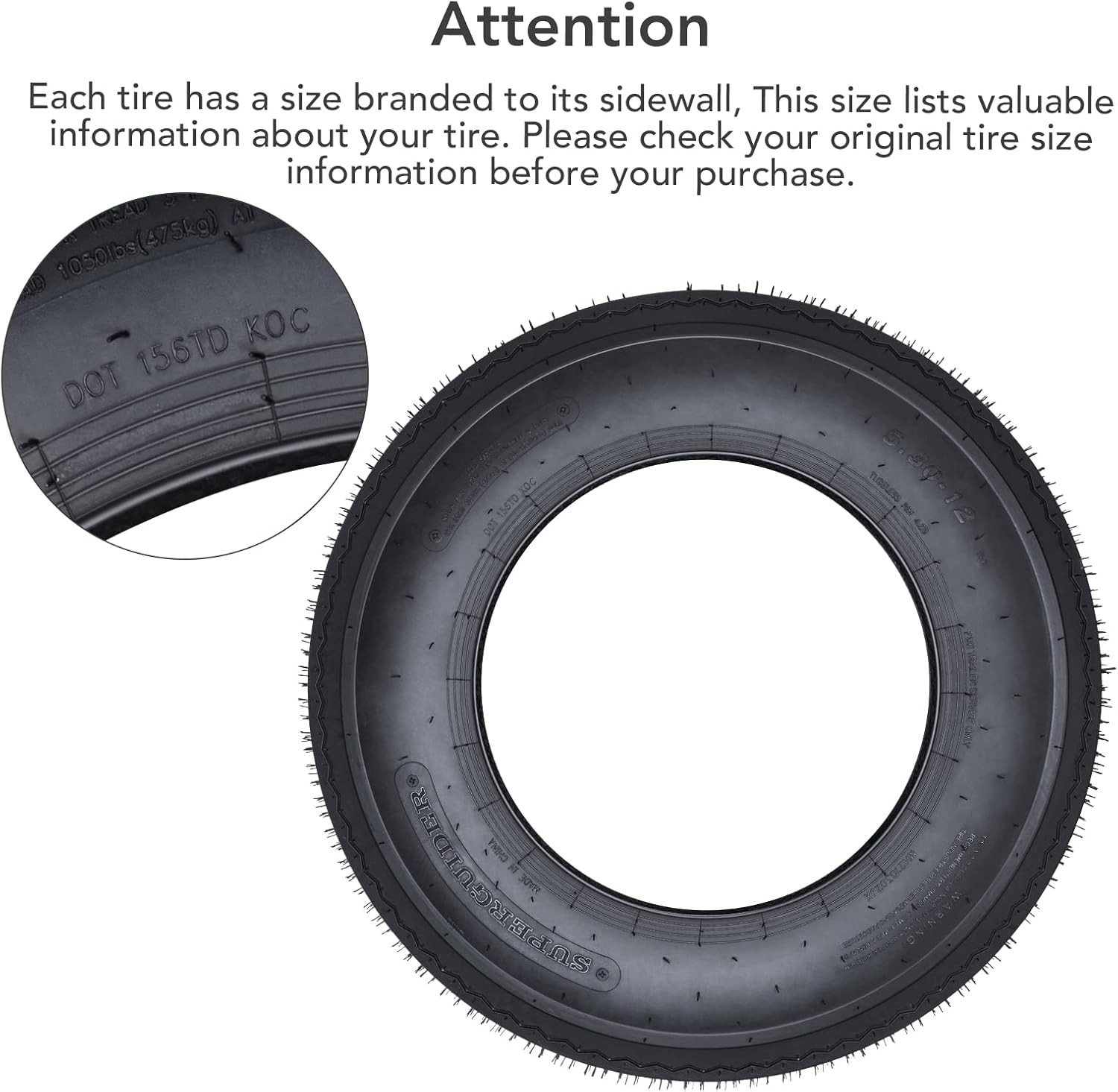Set 2 5.30-12 Boat Trailer Tires 6Ply 5.30×12 5.3-12 530-12 Load Range C Replace