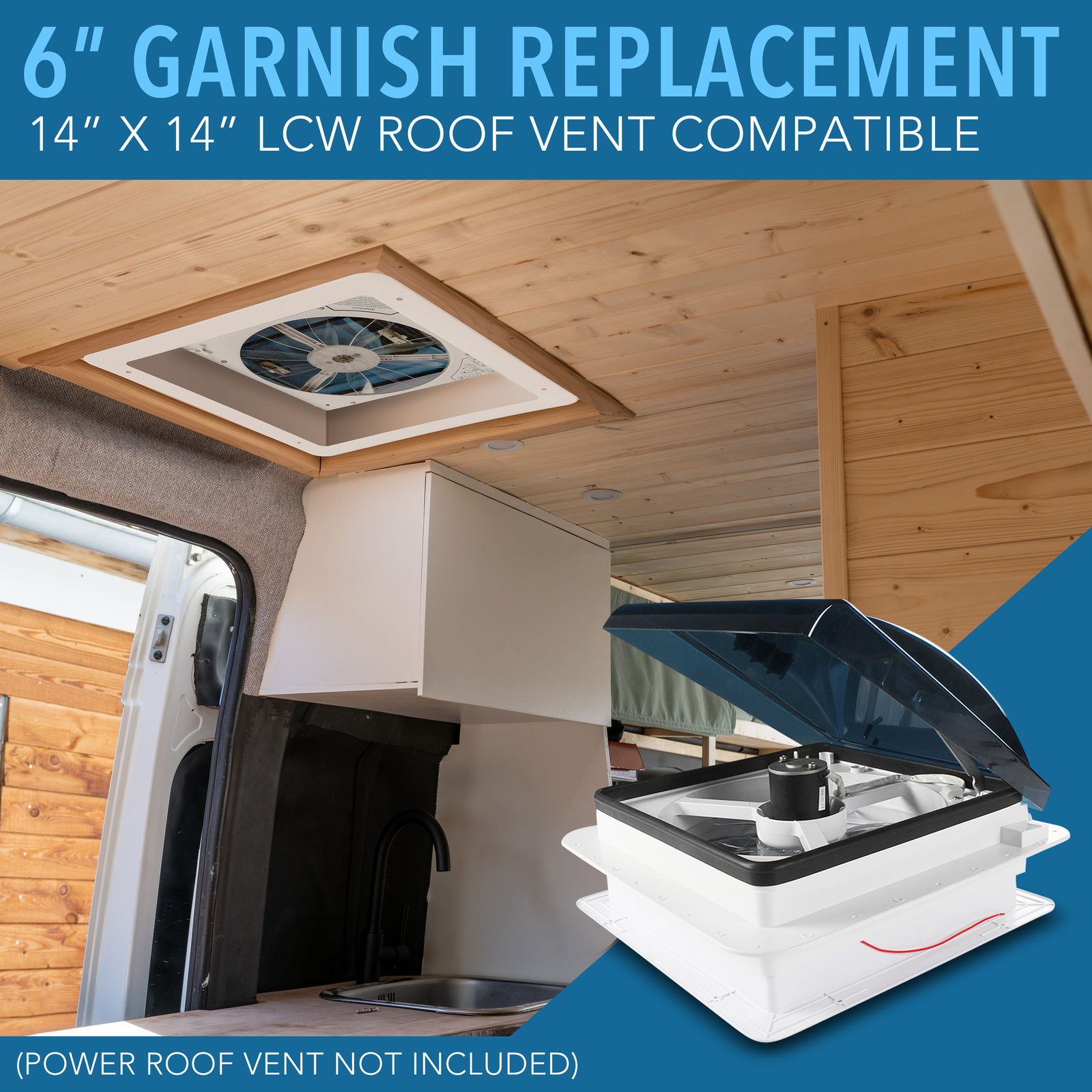 RV White Garnish Replacement 6″ for 14″ X 14″ Roof Vents Leisure Coachworks