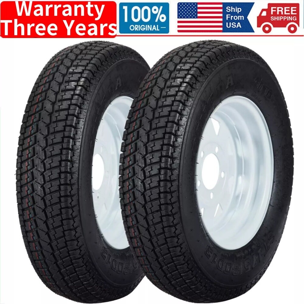 Set of 2 Trailer Tires ST175 80D13 175 80 13 Tire 5 Lug With 13″Rim Load Rang