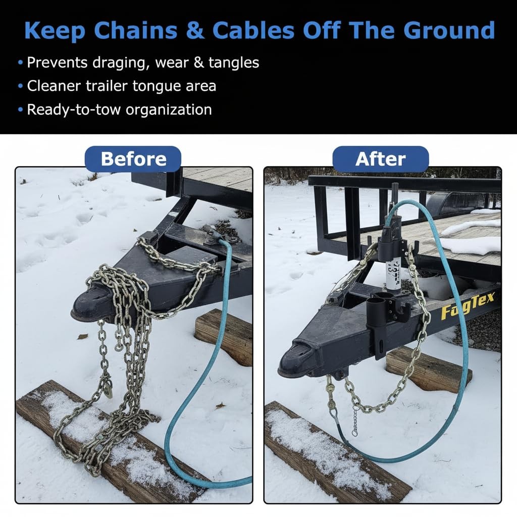 Heavy Duty Aluminum Trailer Chain Holder and adjustable height, Black