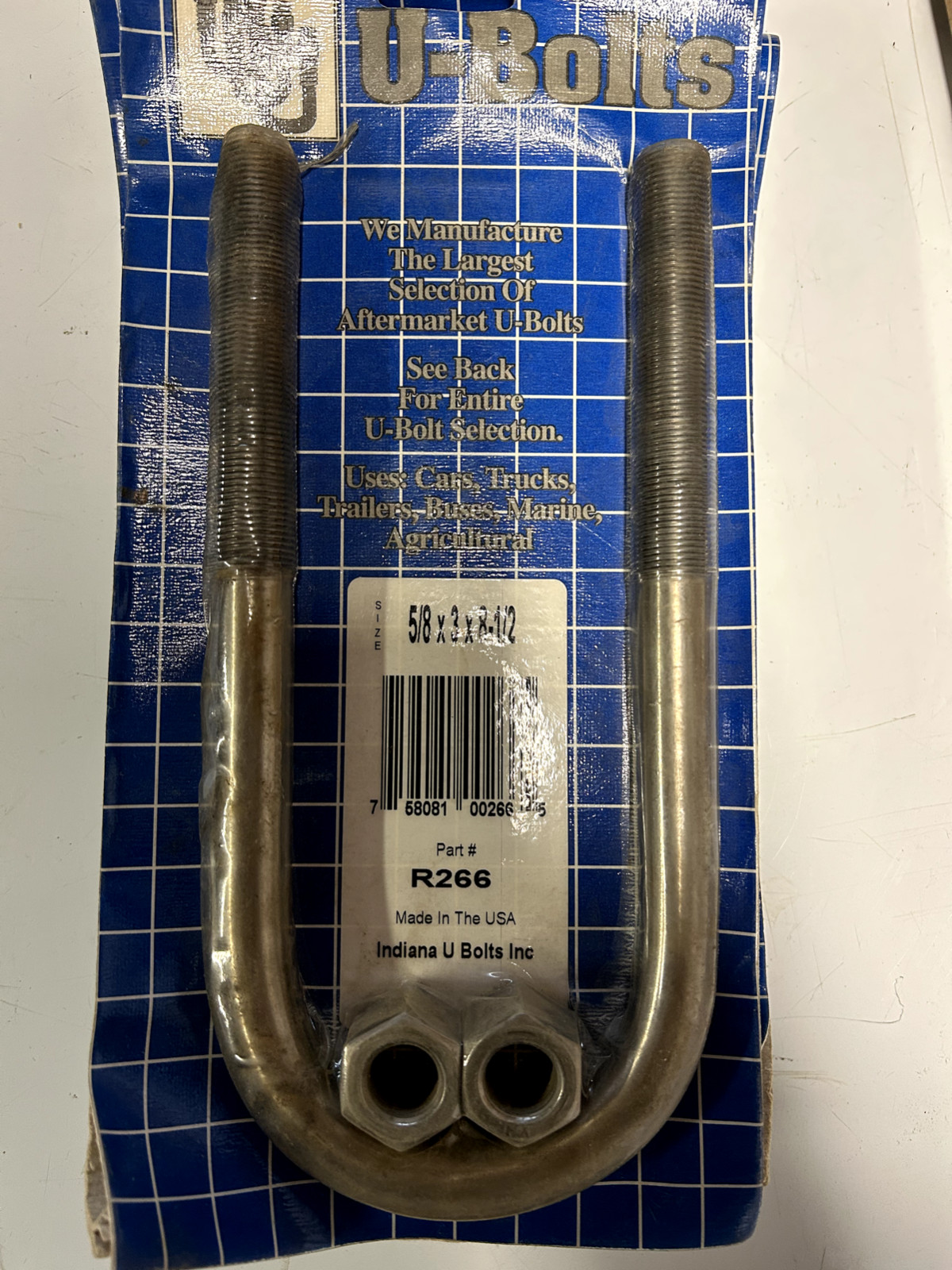 U Bolts R266 New Old Stock in package 5/8″ x 3″ x 8 1/2″ inch U Bolt (2)