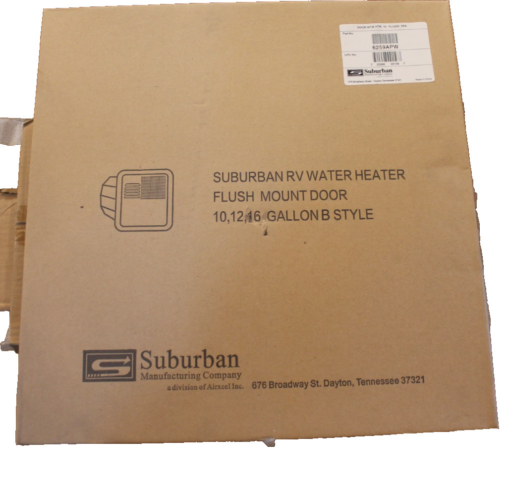 Suburban RV Water Heater Door Polar White 6259APW Flush Mount – 10/12 Gallon