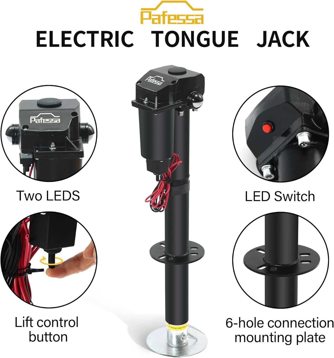 Electric Trailer Jack A Frame Travel 3500lb 12V with Drop Foot Protective Cover