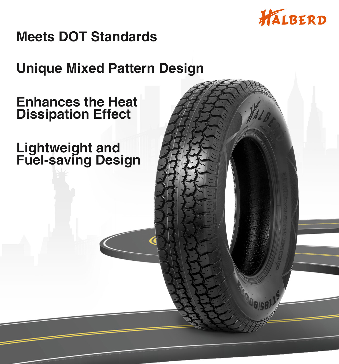 Set 2 185 80 13 Trailer Tires 6Ply Heavy Duty ST185/80D13 185/80/13 Replace Tire
