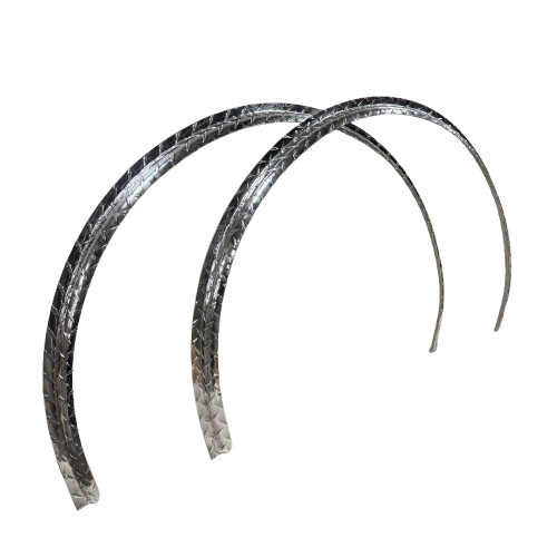 2x Diamond Plate Fender Flare Round Aluminum Trim Polished – 26″ x 36″ x 1″