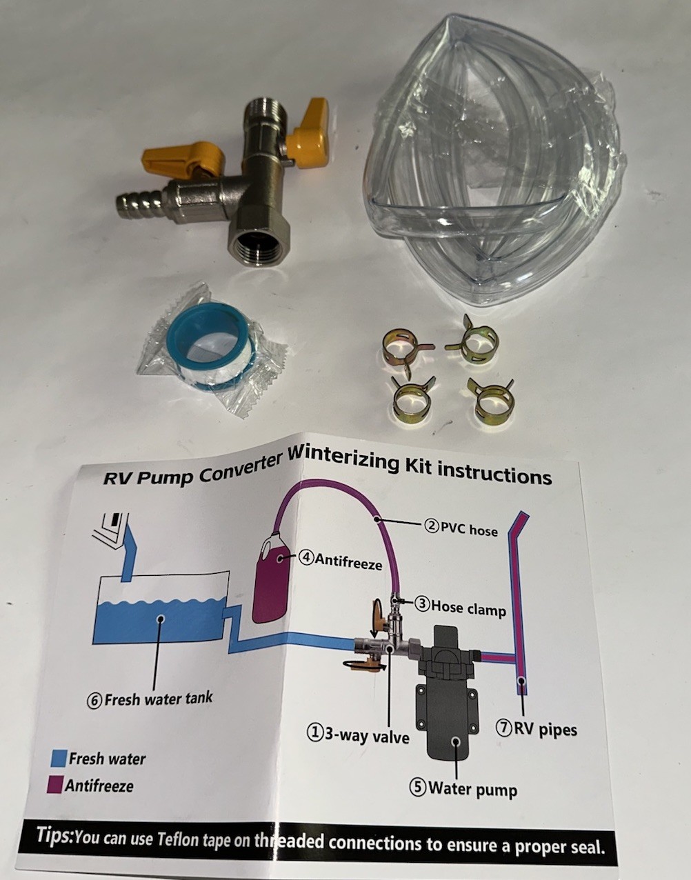 Rv Winterizing Kit 3Way Bypass Valve Replacement Kit Unrestricted Water 1/2” NPT