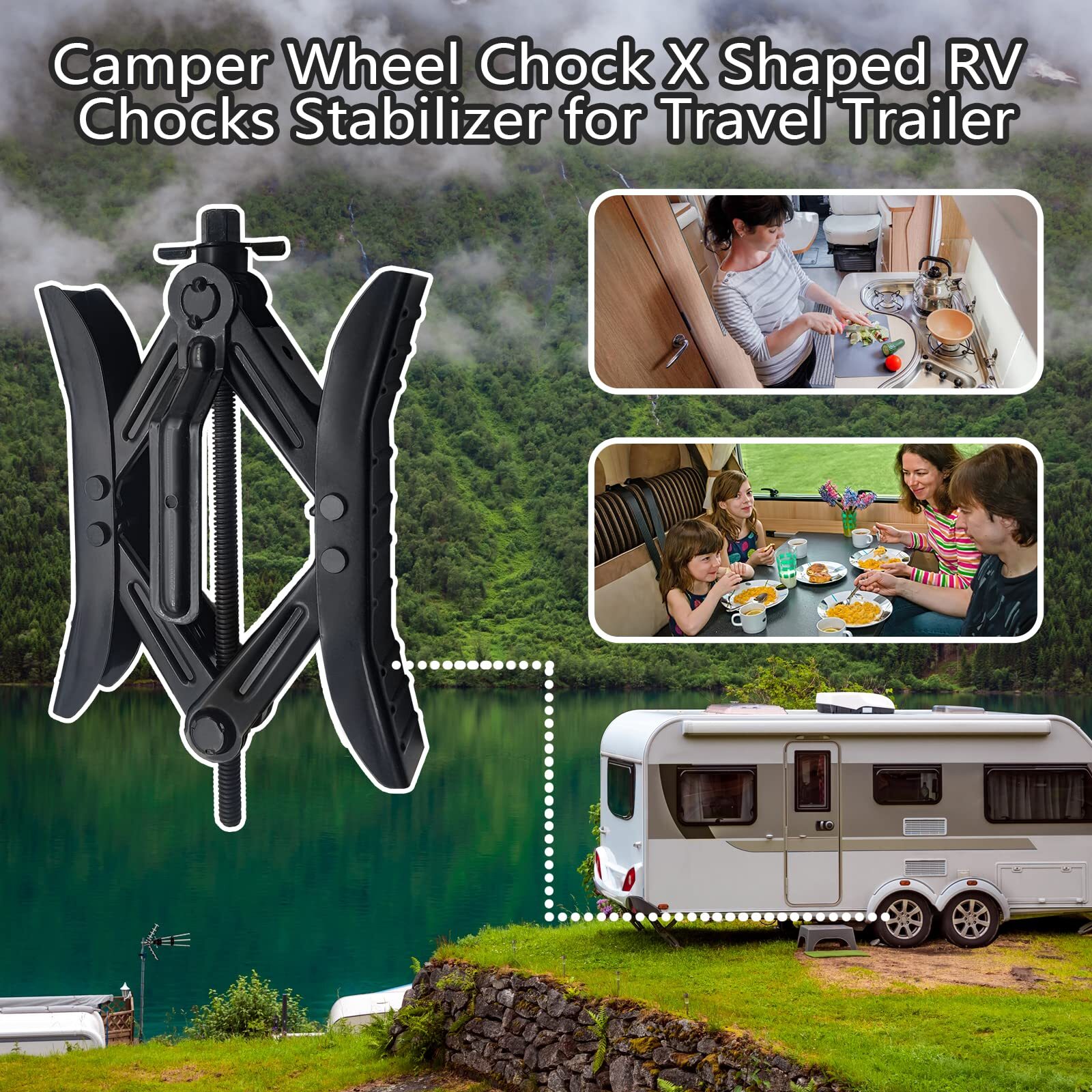 Wheel Chock Stabilizer 2 Sets RV Tire Locking Scissor Accessories Kit