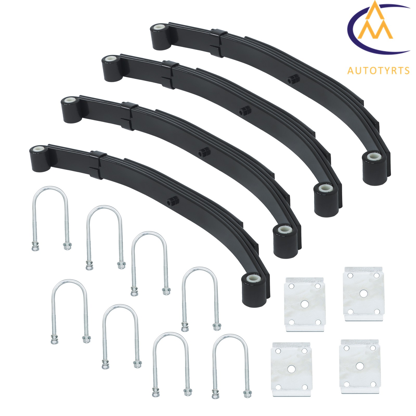 2500lbs 4 Leaf Springs 5000lbs Tandem Trailer Axle Suspension/U-bolt/Hanger Kit