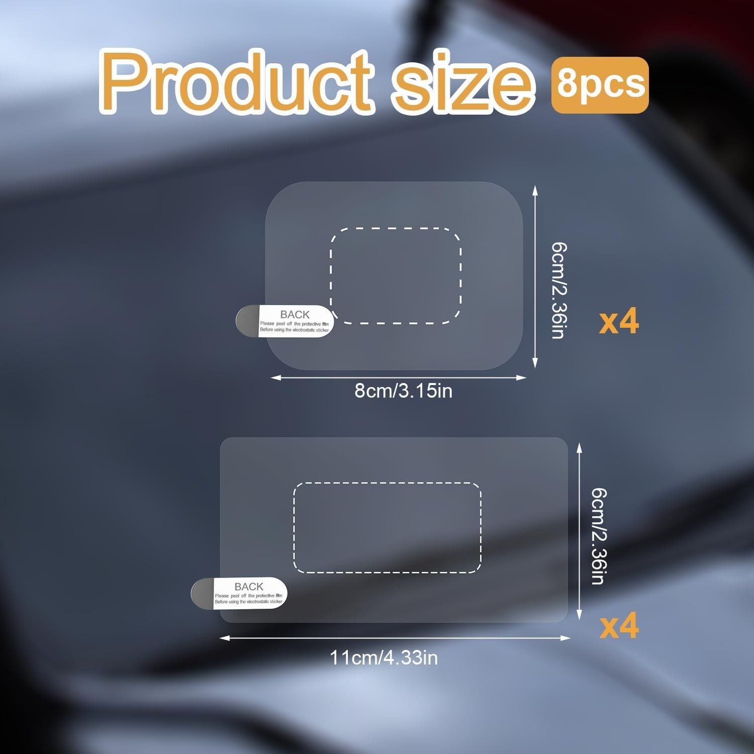 8 Transparent Electrostatic Dashcam Stickers for Secure Windshield Mounting