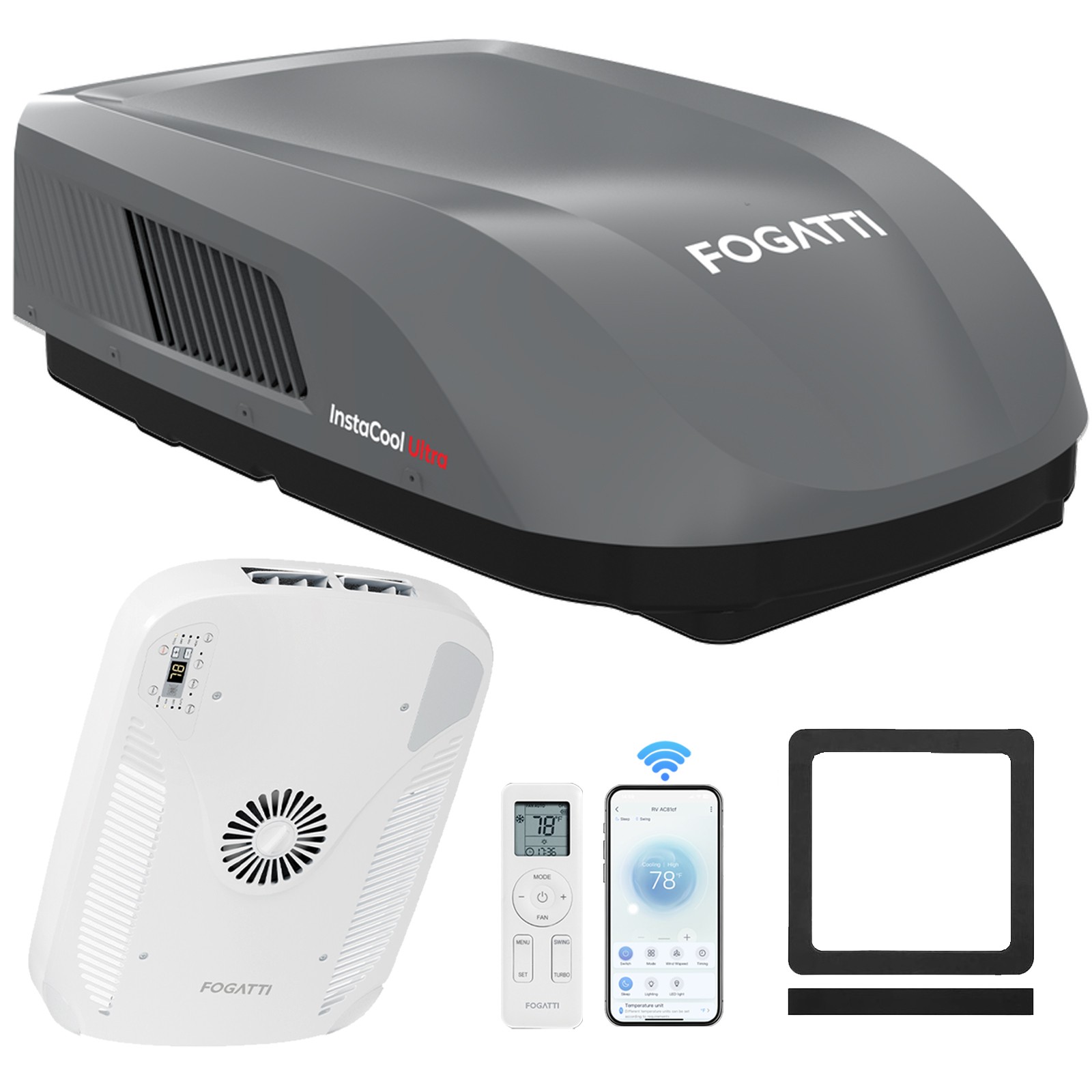 FOGATTI Rooftop RV Air Conditioner 16,000 BTU AC Unit w/ Heat Pump Non-Ducted
