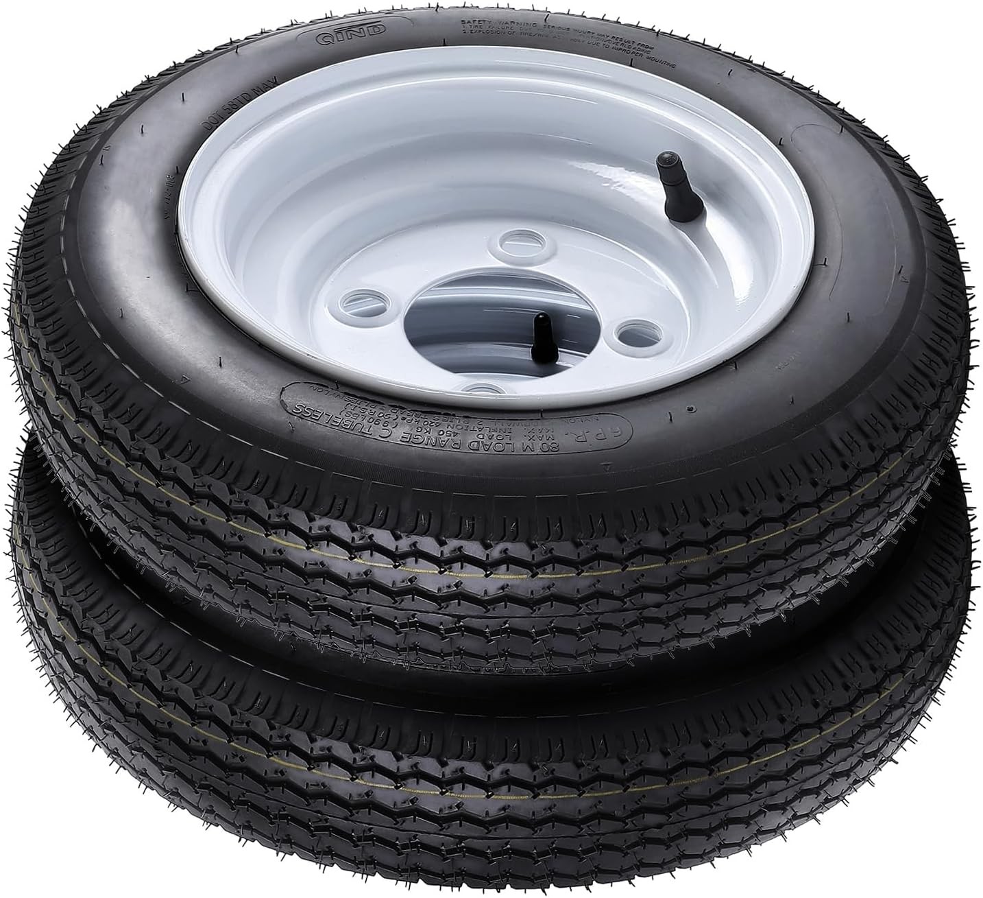 GARVEE 2-Piece 4.80-8 Trailer Tire with 8″ White Rim – All-Season, 990 lbs