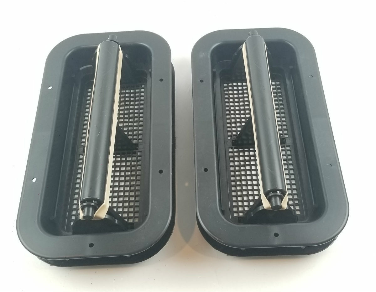 Black Molded Plastic Two-Way Trailer / RV Vent with Trim Ring – Pair