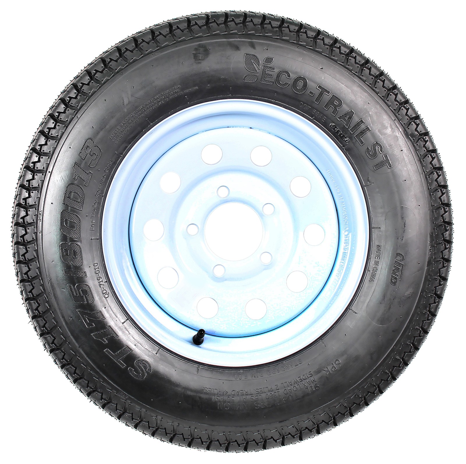 Trailer Tire Rim Assembly ST175/80D13 13 B78-13 LRC 5 Lug White Modular Wheel