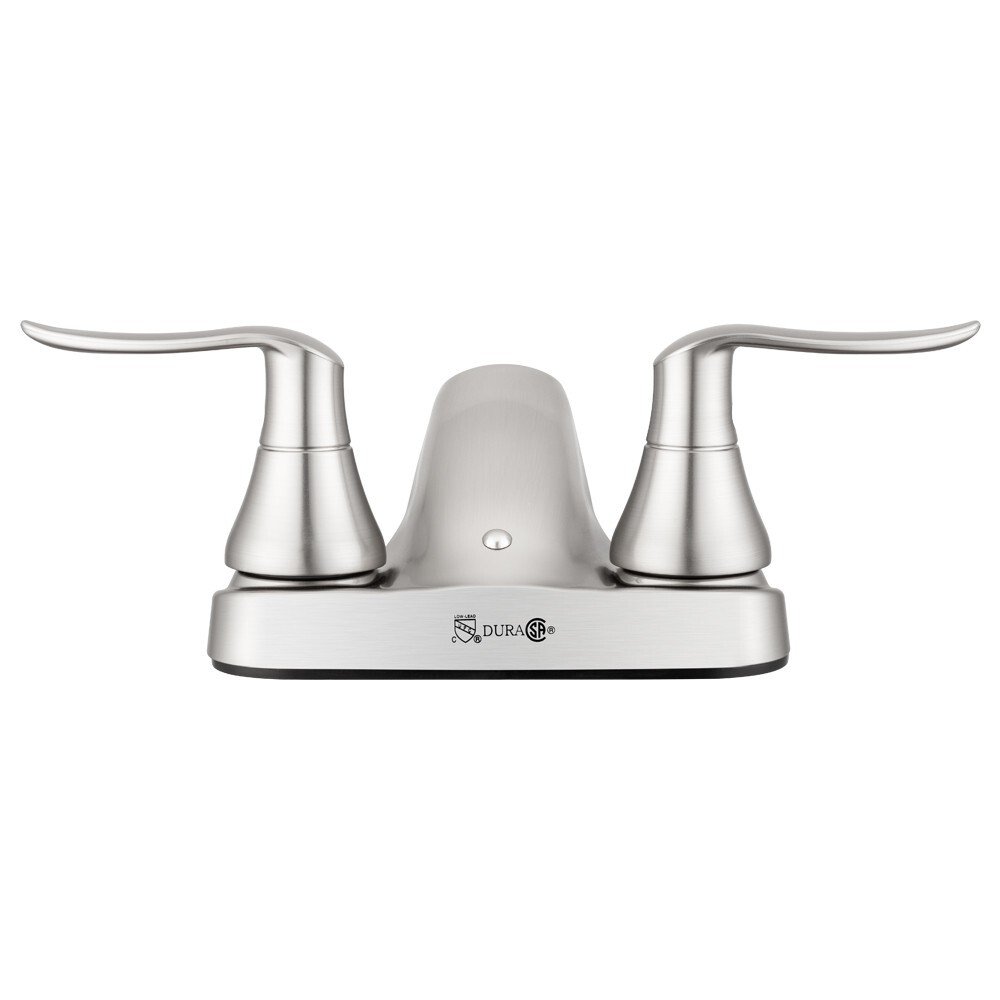 Dura Elegant Plastic Satin Nickel Low-Arc Lavatory Faucet with Levers Handles