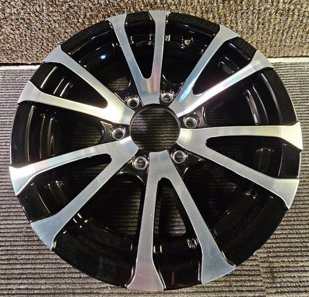 (QTY 1) eCustomRim Avalanche Black Machined Trailer Wheel Rim 16×6 6×139.7 0mm