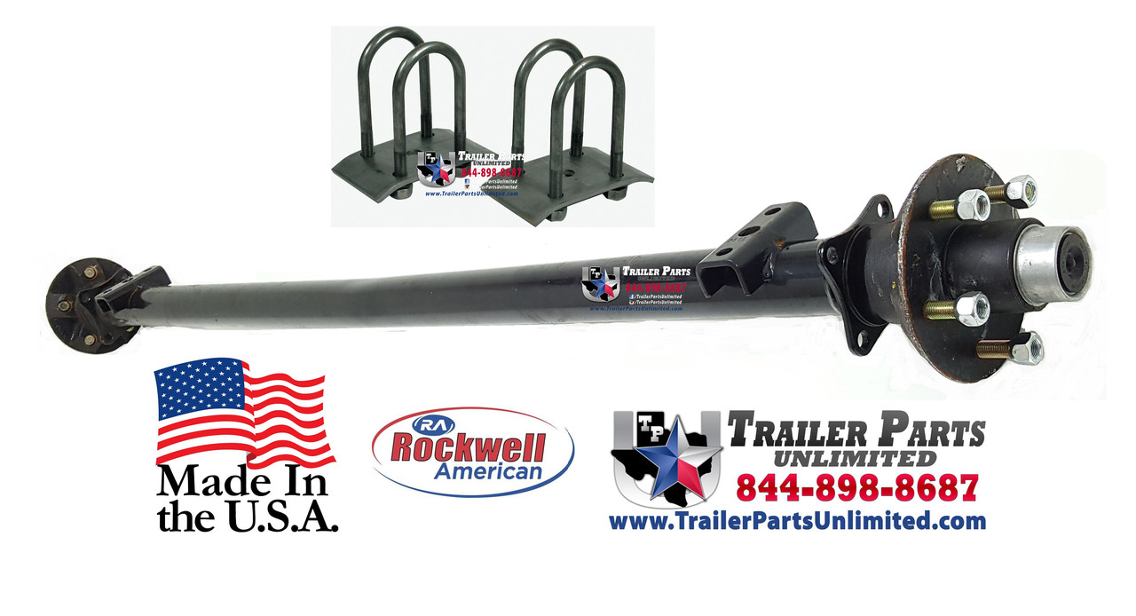 3.5K Trailer Axle 5 lug 62″HF 48″ Spring Center 5 on 4.5″ with Free u-bolt kit