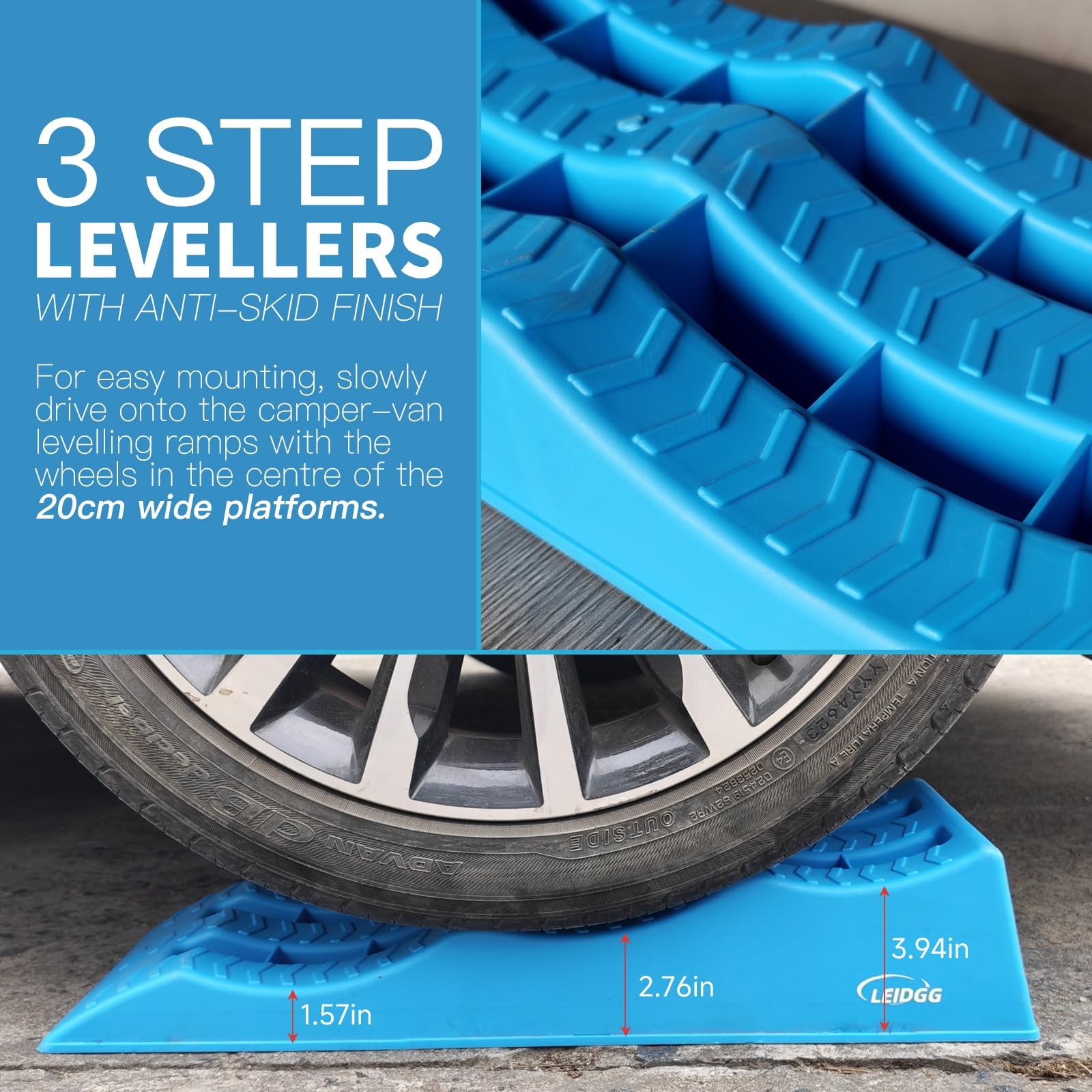 3Tier HeavyDuty RV Leveling Ramps Adjustable AntiSkid Blocks for Vehicles