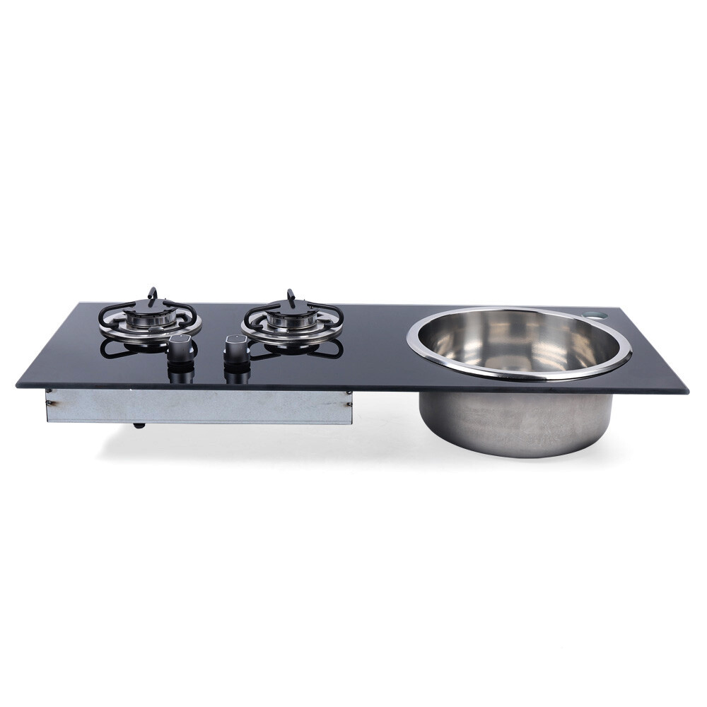 2 Burner LPG With Sink Combo Cooktop Boat Caravan RV Camper Gas Stove Hob