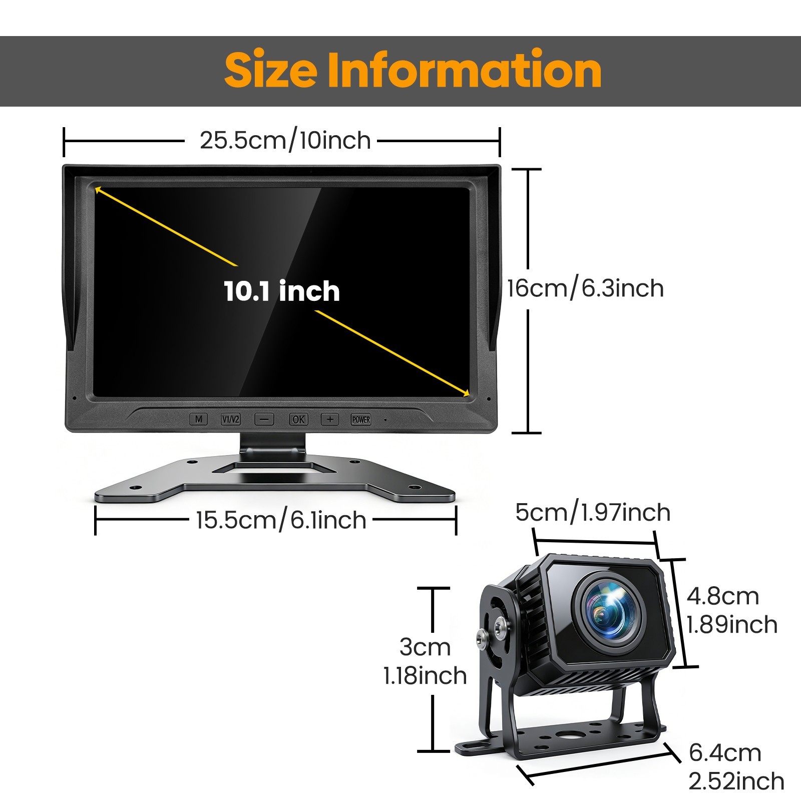 Quad RV Backup Camera System: 10.1″ Monitor 1080P Wired Rear View ADAS For Truck