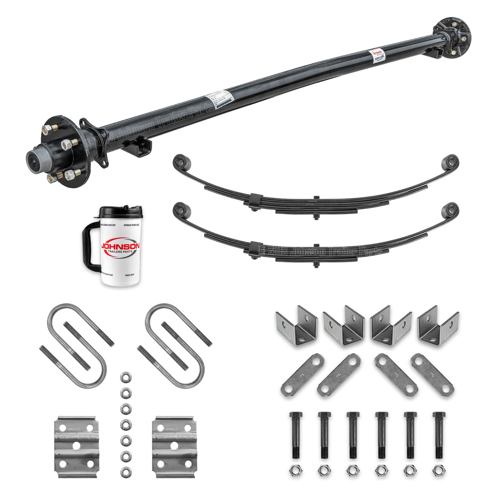 3,500 lb Idler Axle Running Gear Set w/ Hangers | 95″ HF – 80″ SC (545)