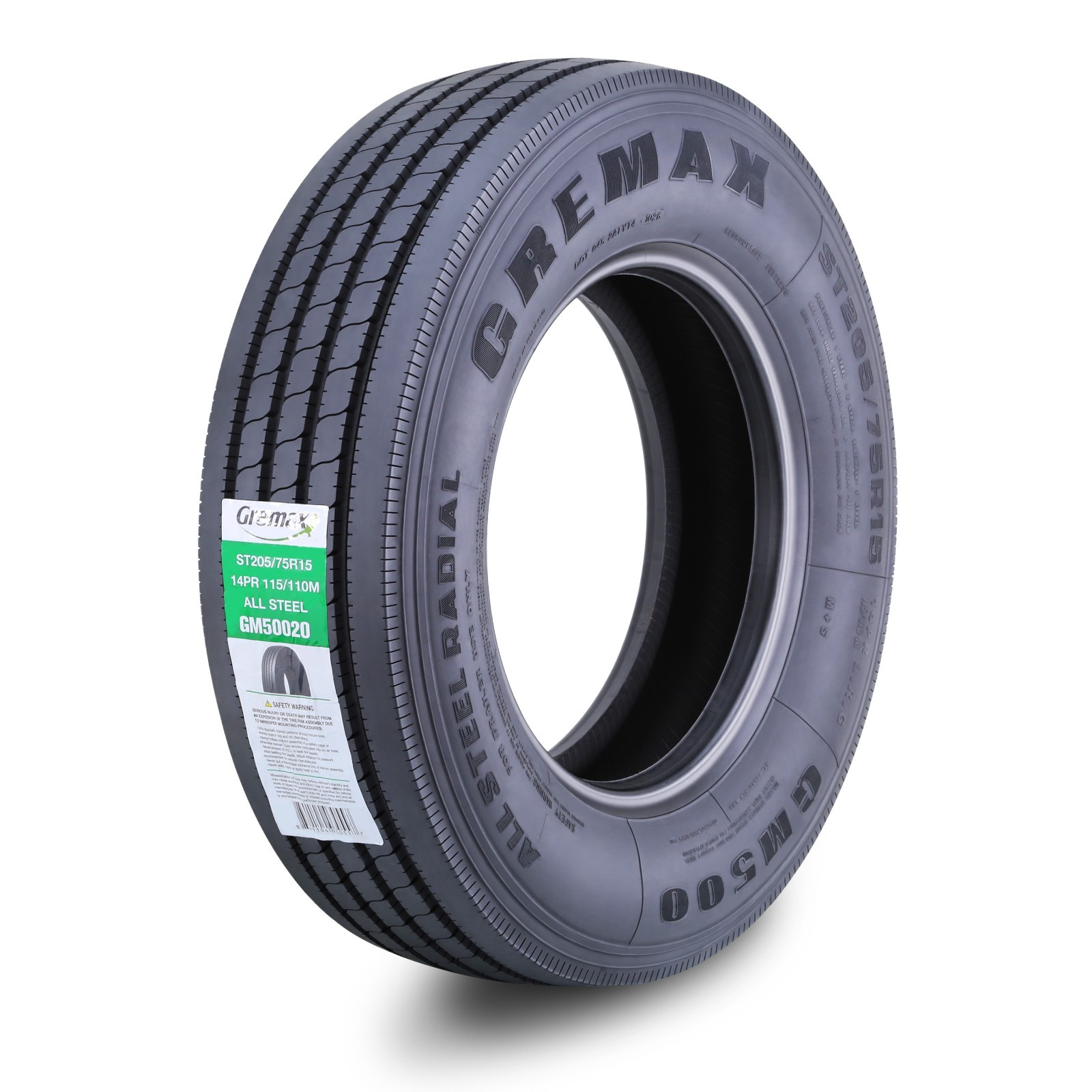 GREMAX All Steel Trailer Tire ST205/75R15 14-Ply G 115M Steel Belted Radial