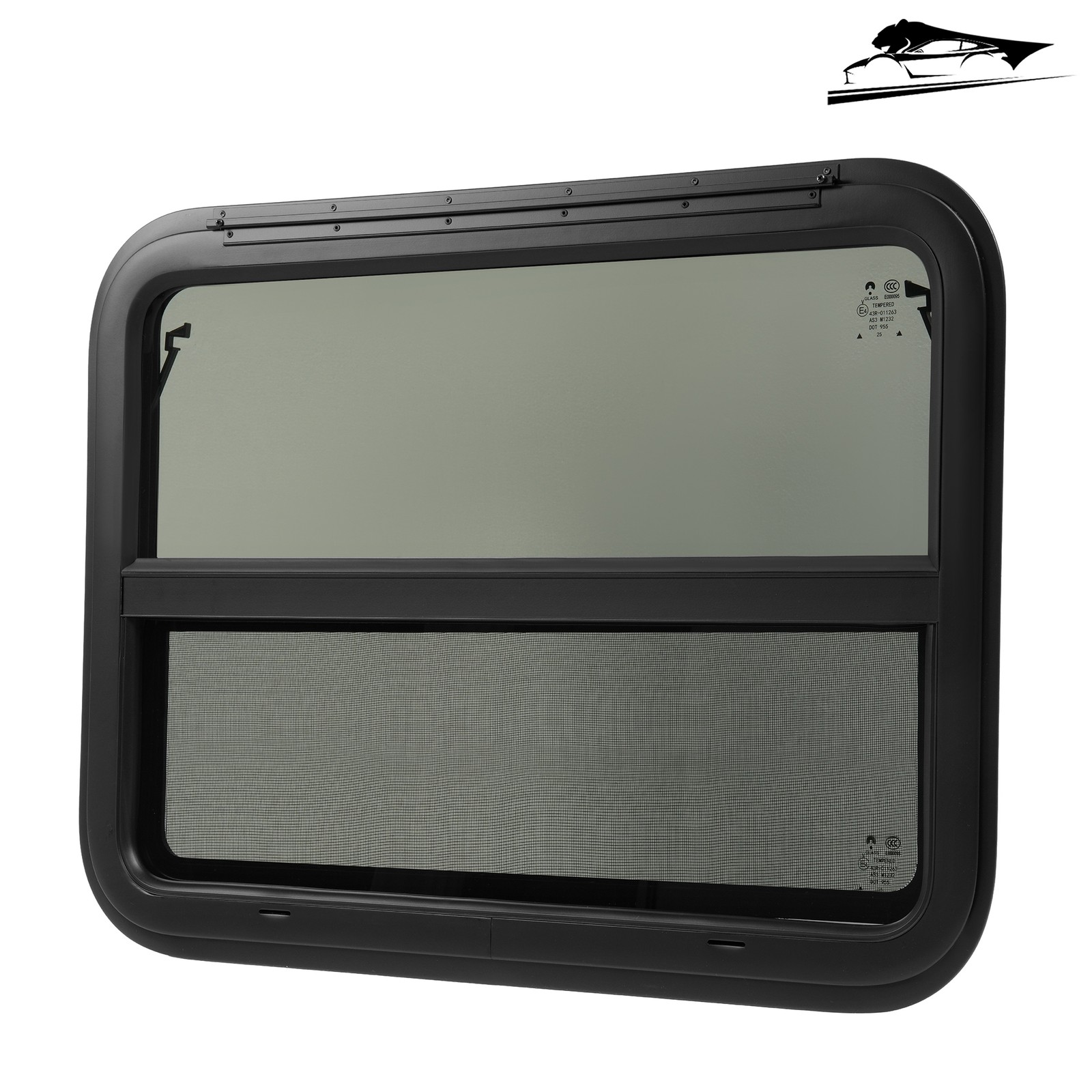 32″ W x 23.5″ H RV Window Vertical Slider Hinging Exit Trailer Dark Screen
